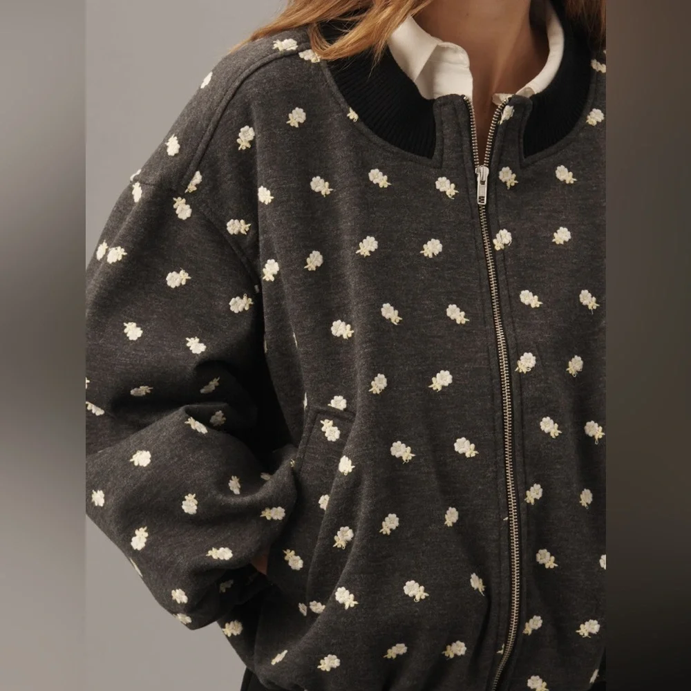 Anthropologie Maeve Embroidered Plush Bubble Coat - Picture 5 of 7